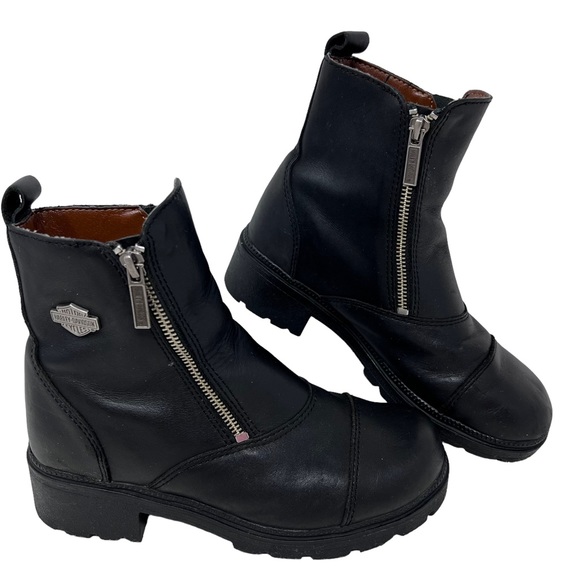 HarleyDavidson Shoes Harley Davidson Amherst Short Moto Boot 65 Leather Black Doubled Sided